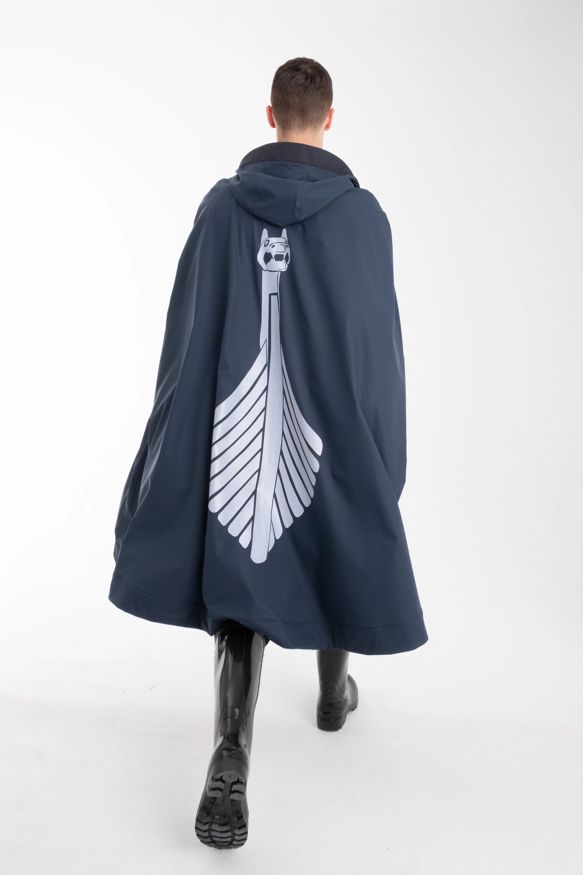 One Node X Sagastad Rain Cape Reflex Navy Men's
