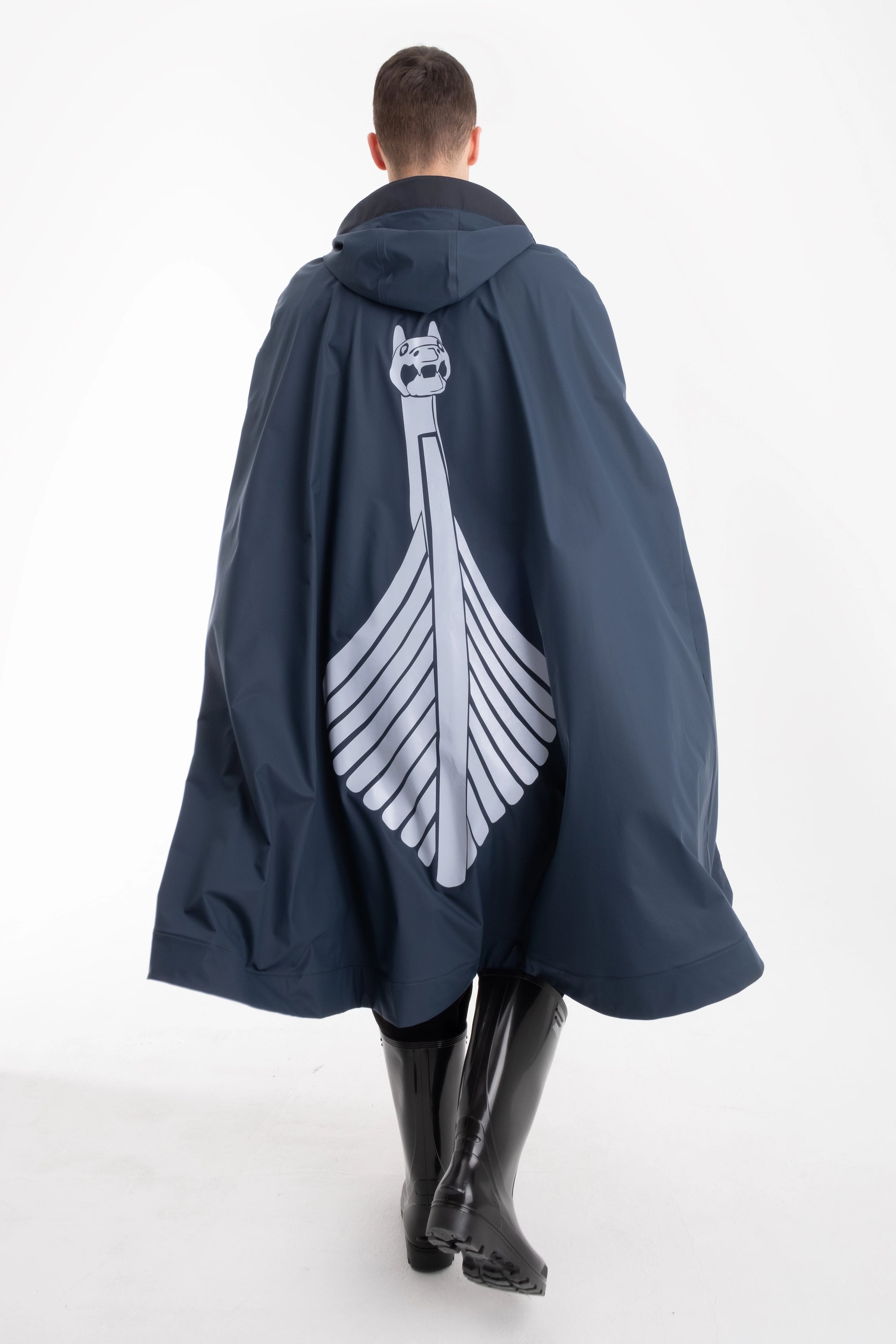 One Node X Sagastad Rain Cape Reflex Navy Men's