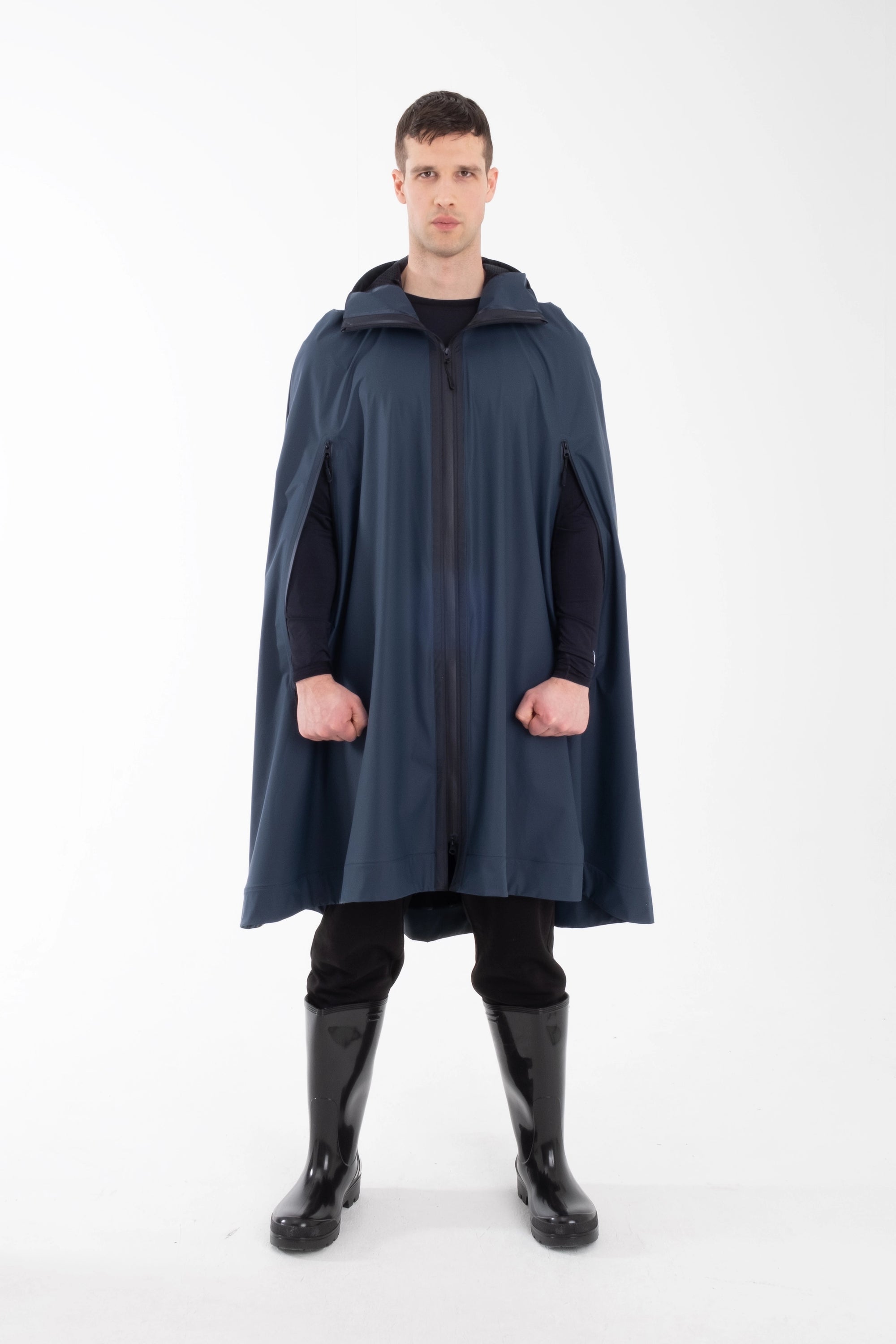 One Node X Sagastad Rain Cape Reflex Navy Men's