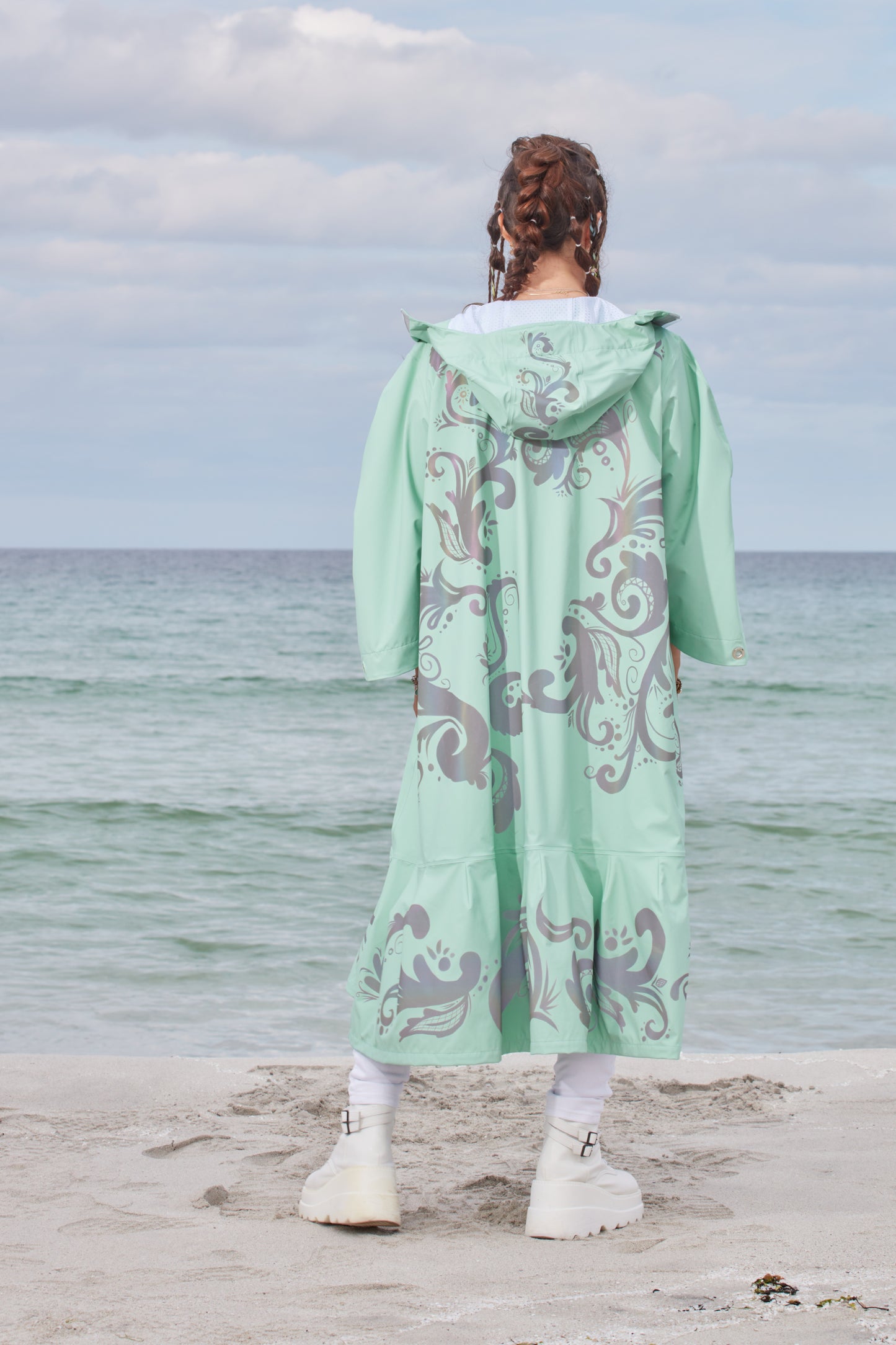 LIGHTWEIGHT LONG RAIN DRESS ROSEMALING REFLEX MINT