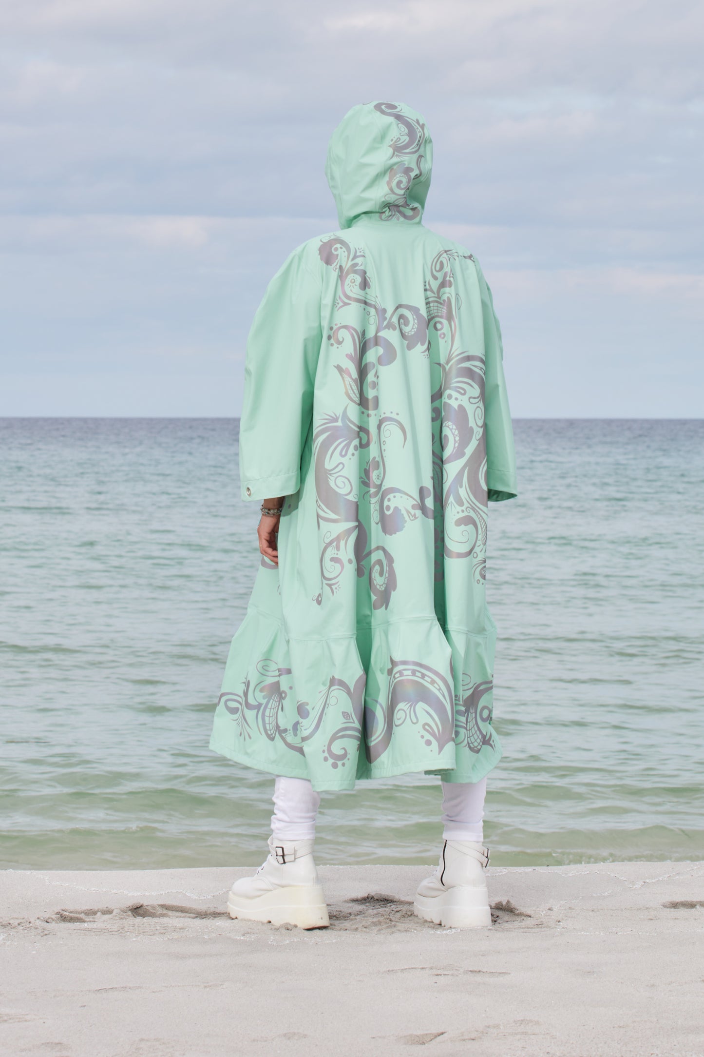 LIGHTWEIGHT LONG RAIN DRESS ROSEMALING REFLEX MINT