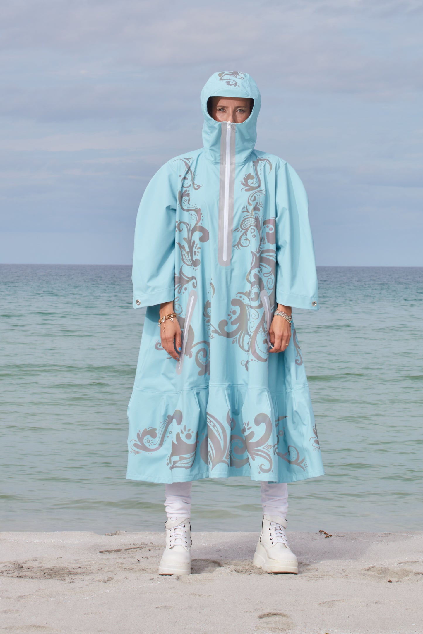 LIGHTWEIGHT LONG RAIN DRESS ROSEMALING REFLEX BLUE