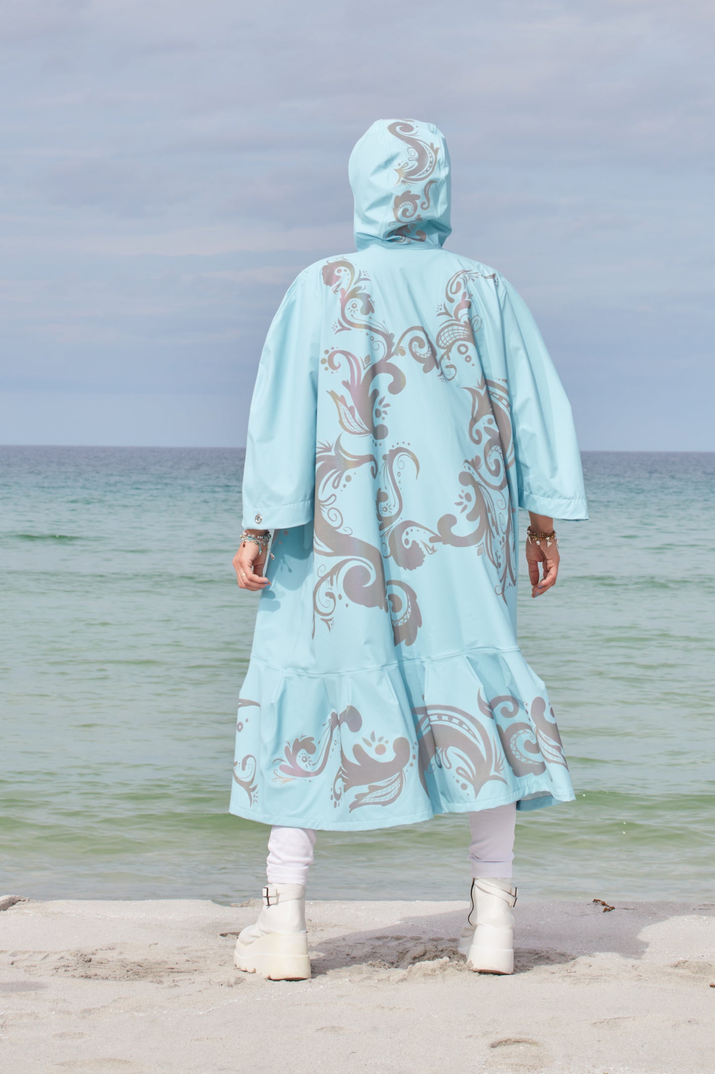 LIGHTWEIGHT LONG RAIN DRESS ROSEMALING REFLEX BLUE