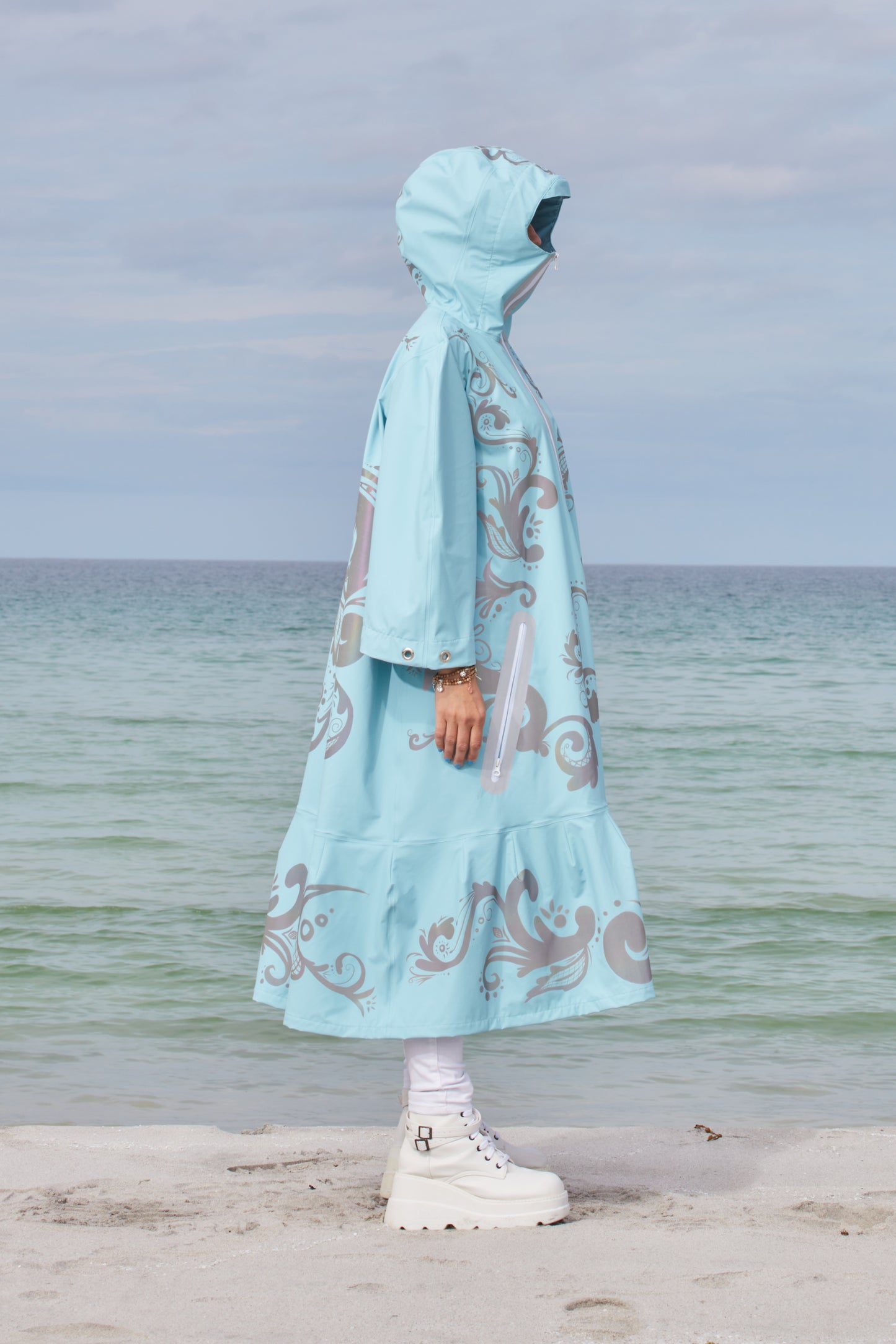 LIGHTWEIGHT LONG RAIN DRESS ROSEMALING REFLEX BLUE