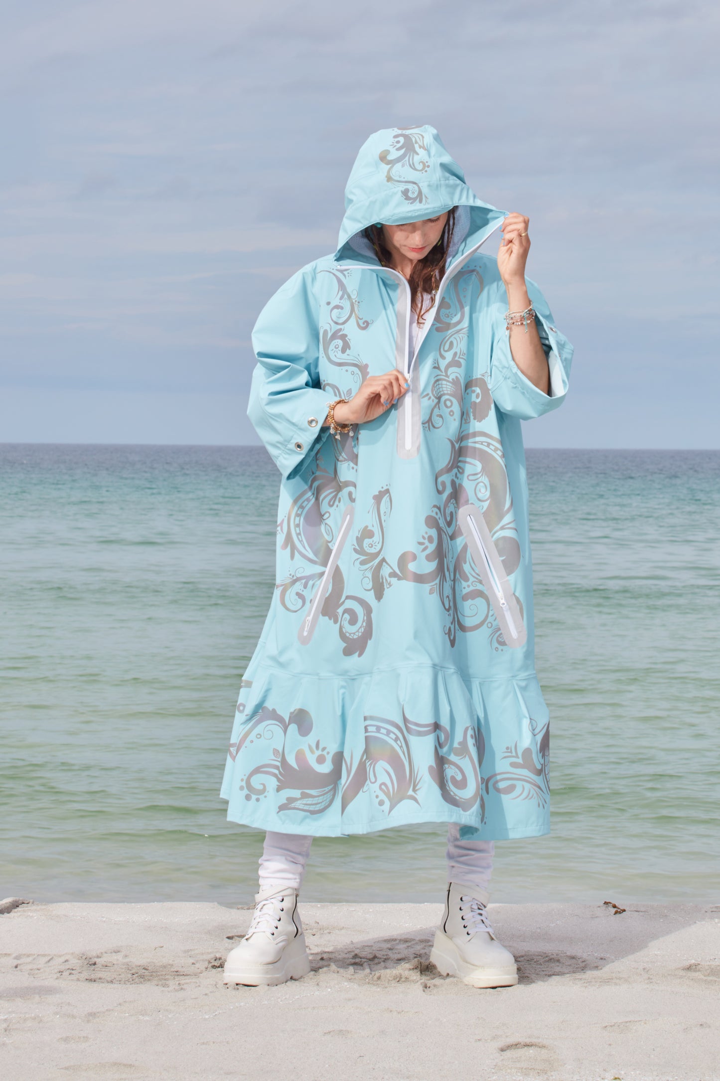 LIGHTWEIGHT LONG RAIN DRESS ROSEMALING REFLEX BLUE