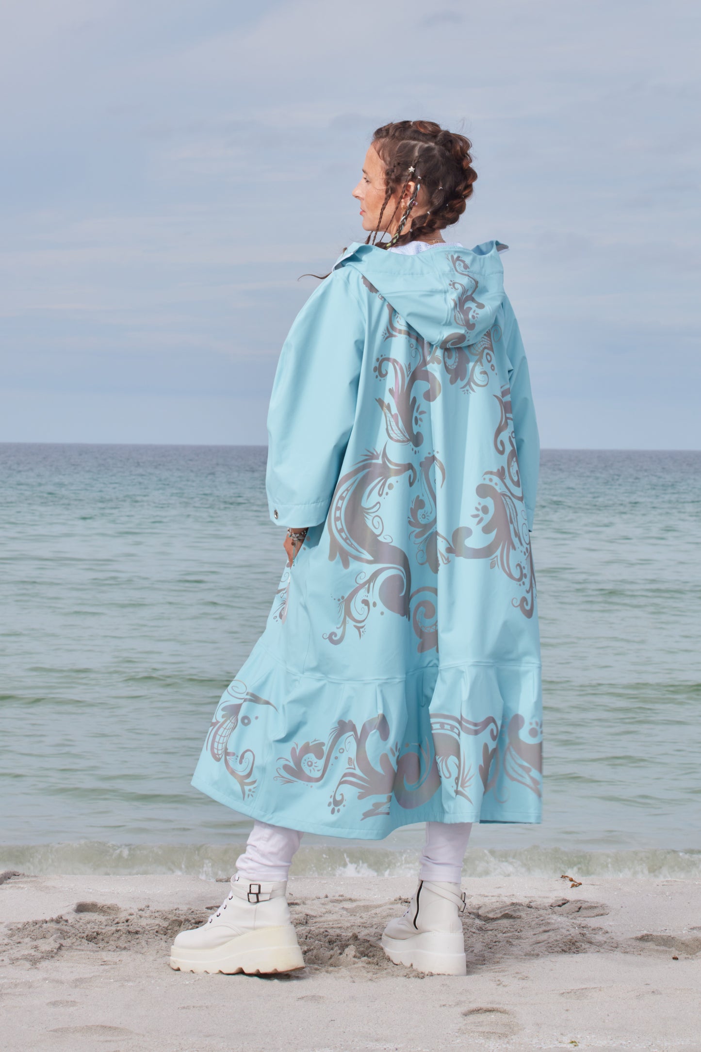 LIGHTWEIGHT LONG RAIN DRESS ROSEMALING REFLEX BLUE