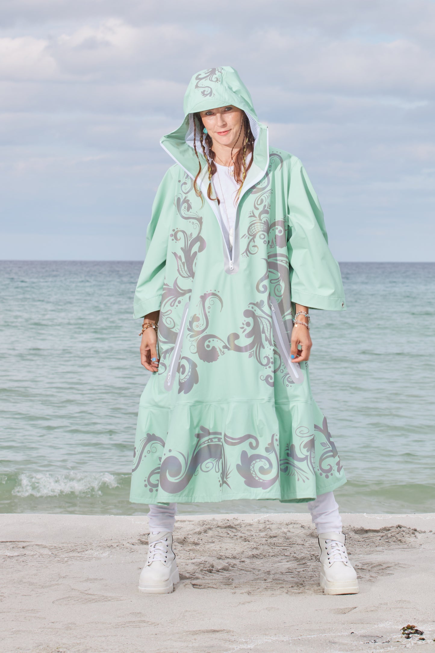 LIGHTWEIGHT LONG RAIN DRESS ROSEMALING REFLEX MINT