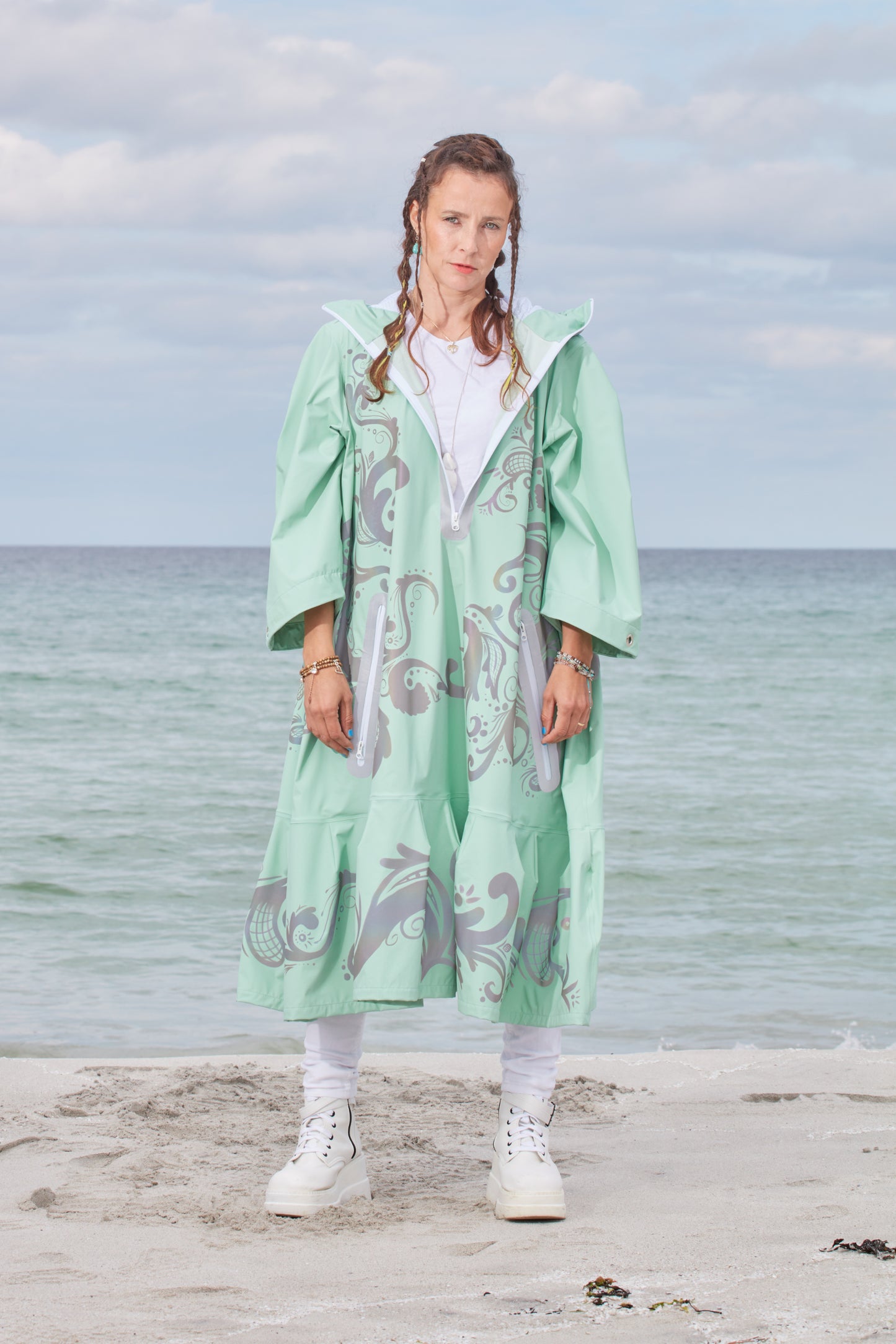 LIGHTWEIGHT LONG RAIN DRESS ROSEMALING REFLEX MINT