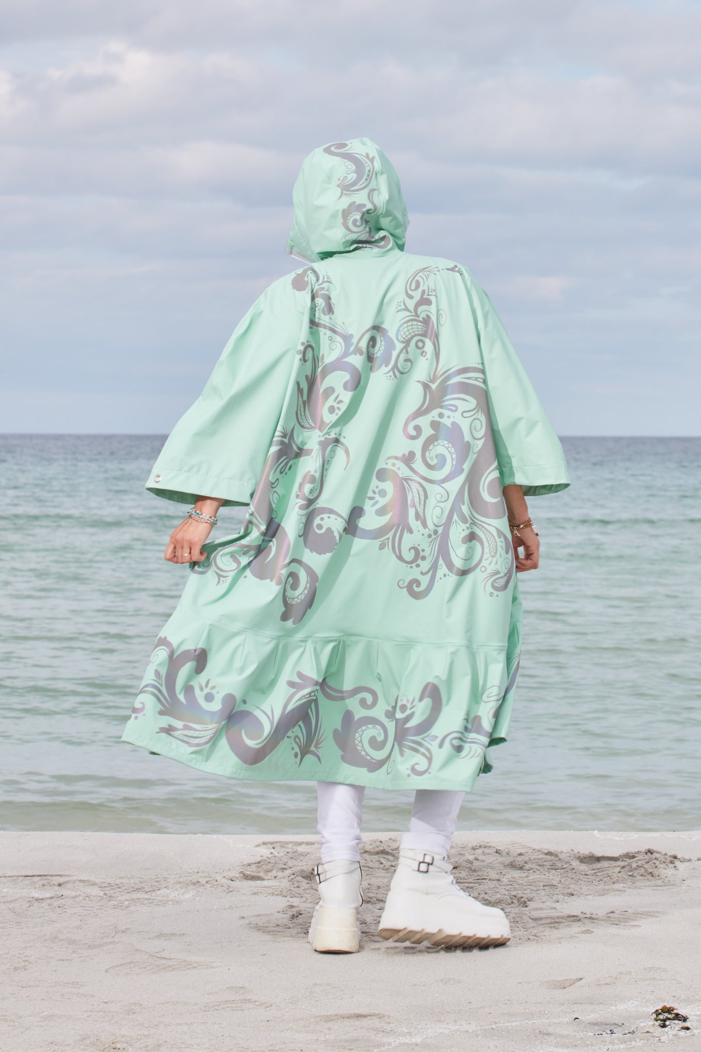 LIGHTWEIGHT LONG RAIN DRESS ROSEMALING REFLEX MINT