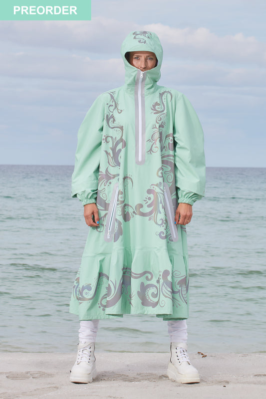 LIGHTWEIGHT LONG RAIN DRESS ROSEMALING REFLEX MINT