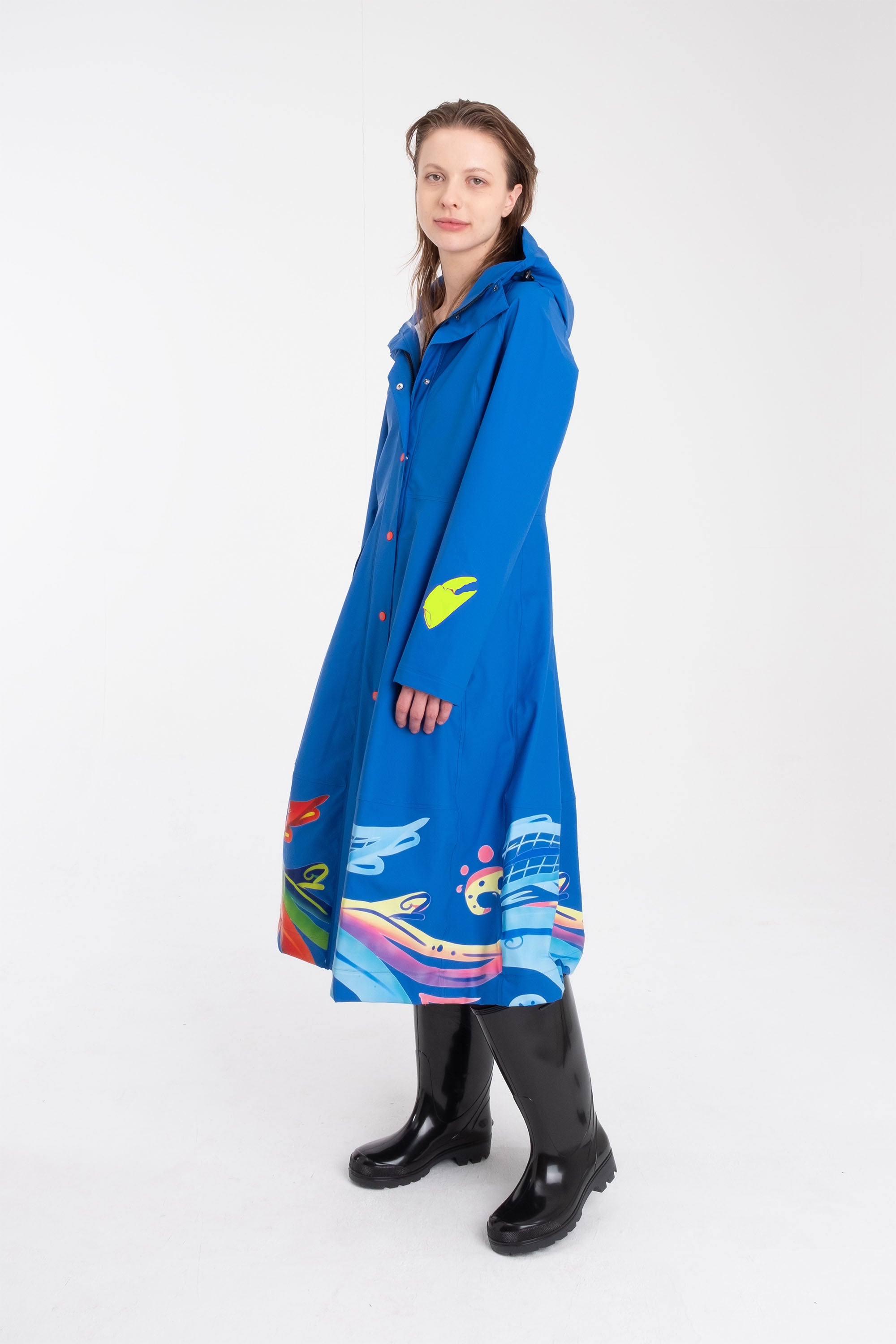 Regenmantel Rosemaling Blau