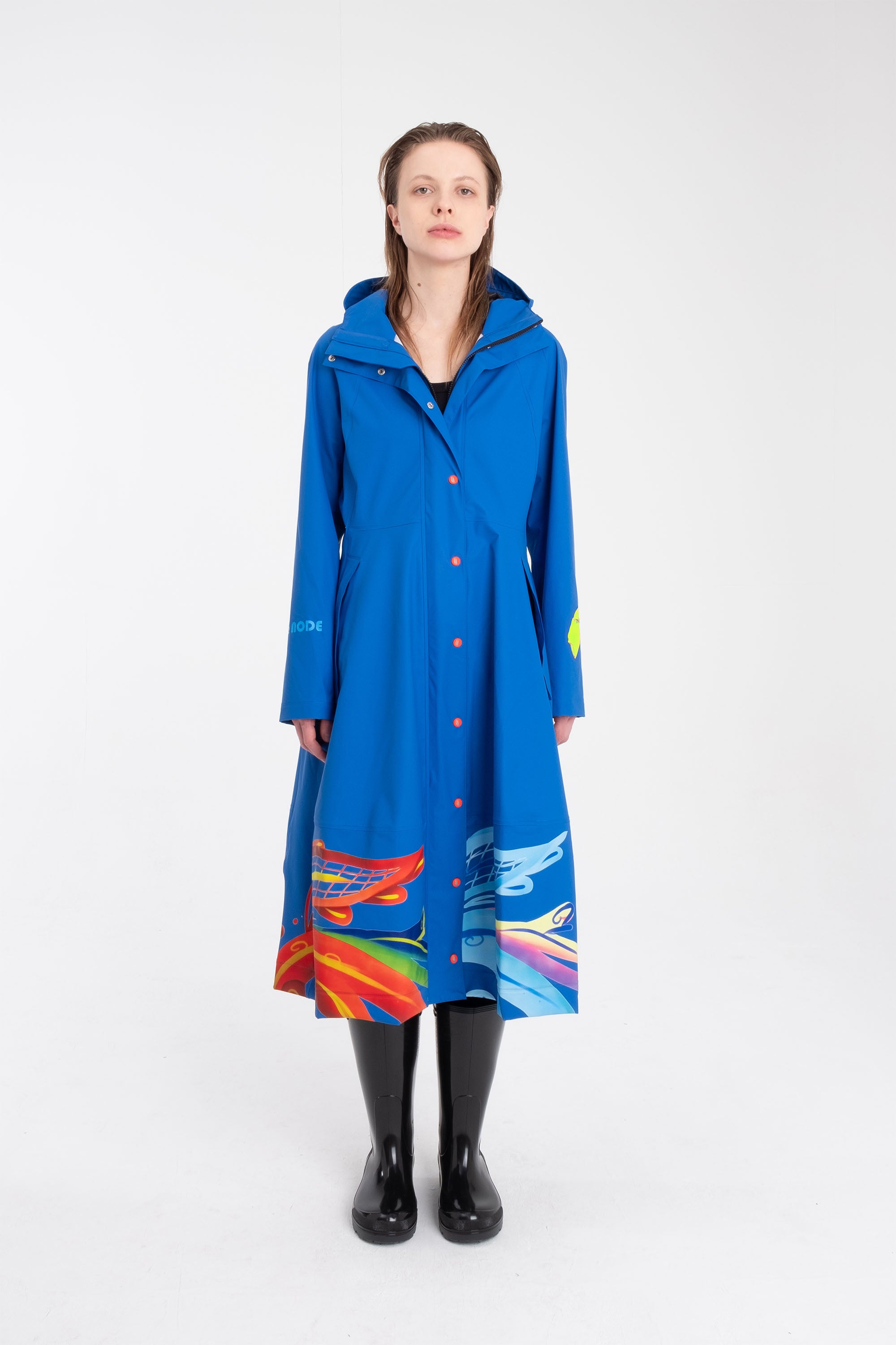 Regenmantel Rosemaling Blau