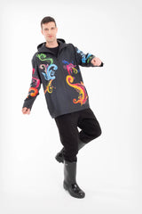 Regnjakke Rosemaling Marineblå Herre